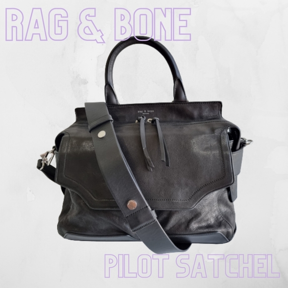 rag & bone Handbags - Rag & Bone Pilot Satchel Black Lamb Leather Crossbody Shoulder Bag